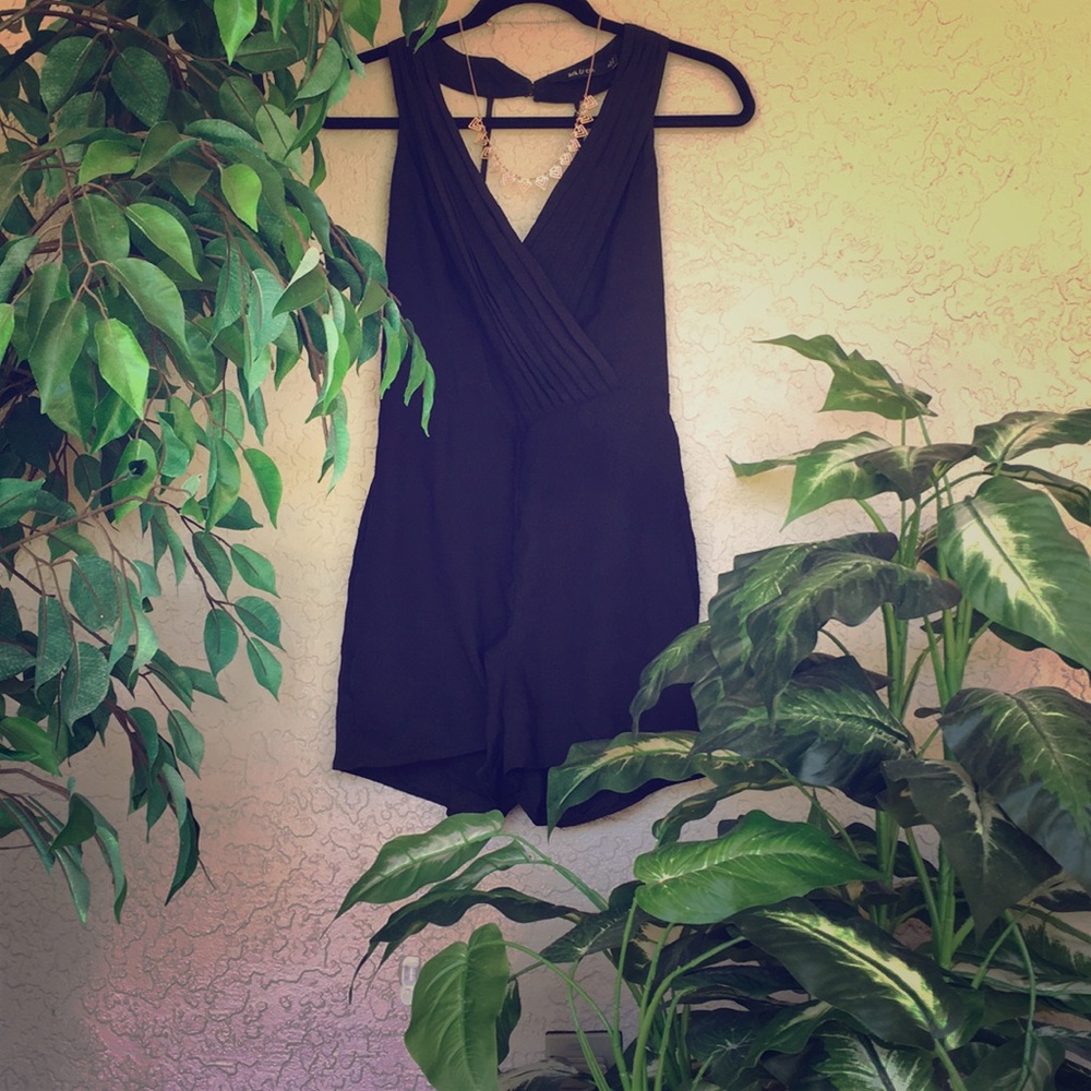 Black sexy backless romper